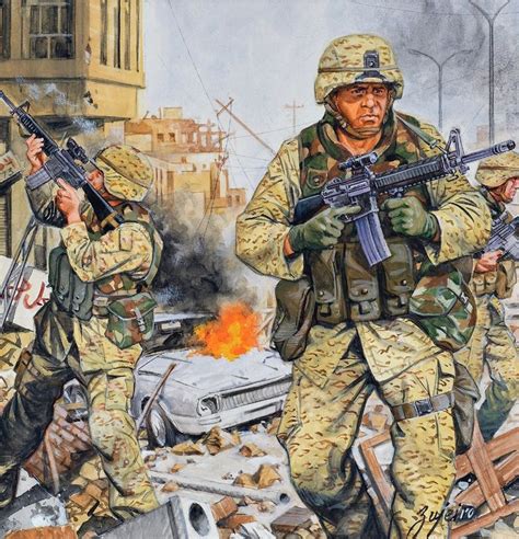 Us Marines And Rangers In Fallujah Iraq Military Artwork Military