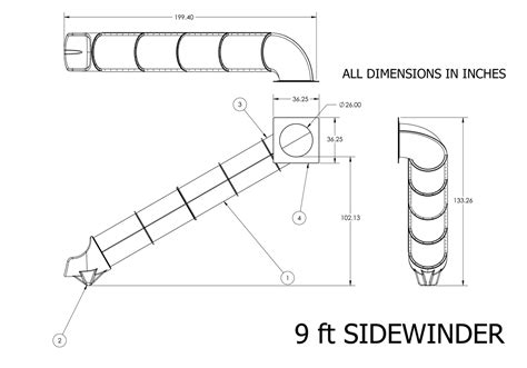 Sidewinder Tube Slide With Single Turn For Existing Decks Practice Sports