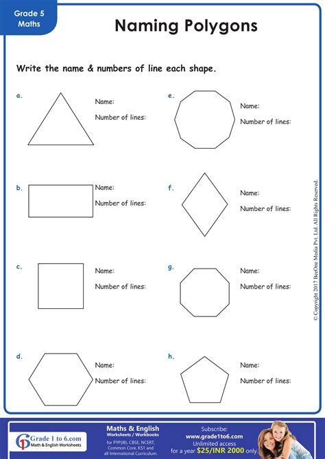 Polygons Worksheet 5th Grade Worksheets For Kindergarten