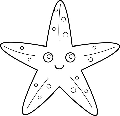 Cute Starfish Line Art Free Clip Art