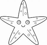 Starfish Fish Clipart Outline Coloring Drawing Clip Star Line Cute Template Cliparts Sea Ocean Printable Drawings Creatures Animal Stars Sweetclipart sketch template