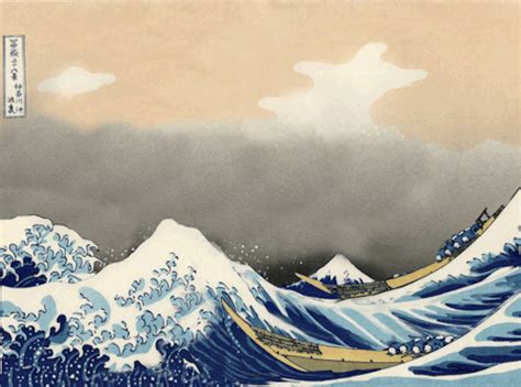 An Image Of The Great Wave With Boats On It
