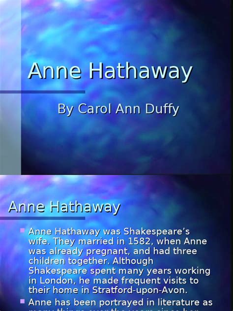 Anne Hathaway William Shakespeare Poetry