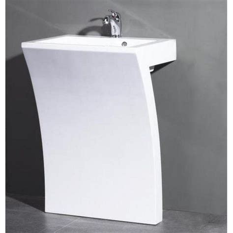 This All White Modern Pedestal Sink Is Compact In Size But