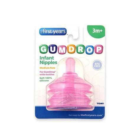 The First Years Tomy Gumdrop Infant Silicone Nipples Pink 3m Medium