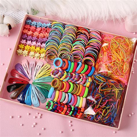 780pcsset Korean Hair Pin Kids Scrunchie Hair Clip Set Fashion Flower