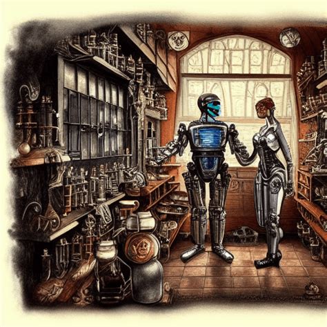 Robocop Gothic Steampunk Apothecary Watercolor Painting · Creative Fabrica