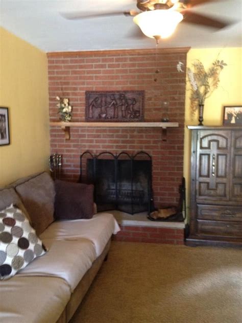 My Old Red Brick Fireplace Before The Whitewashing Red Brick Fireplaces Brick Fireplace