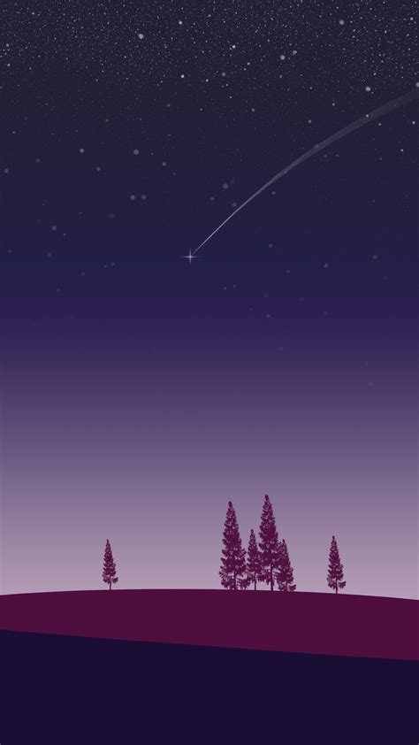 1440x2560 Night Trees Stars In Sky Minimalism Artwork 5k Samsung Galaxy