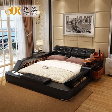 Buy Modern Leather King Size Storage Bed Frame With