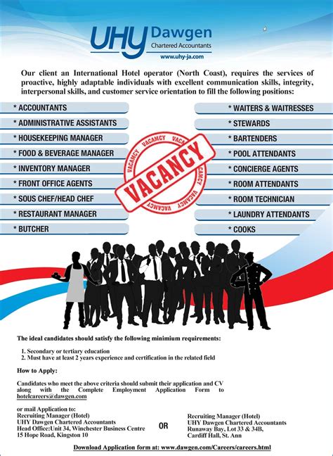 No need to register with us to apply. Dawgen Global: Jamaica: Jobs Available in the Hotel Sector