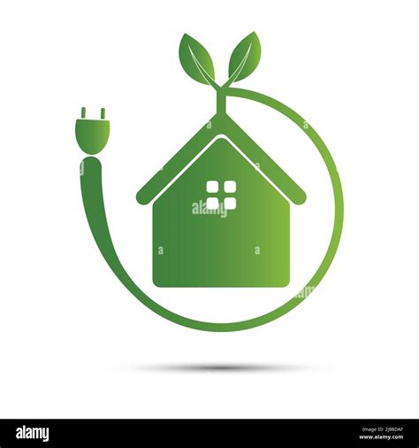 Green Home Concept Isolated On White Backgroundvector Illustration