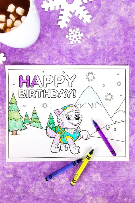 Skye and everest rainbow colouring page. Paw Patrol Happy Birthday Coloring Page - youngandtae.com ...