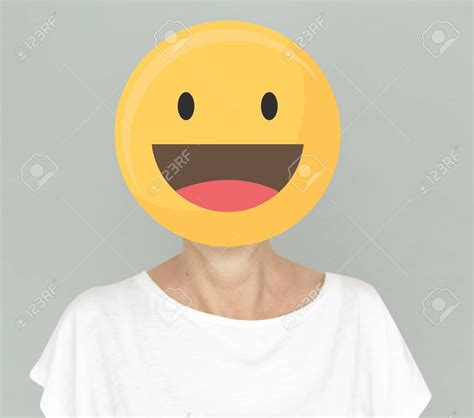 Happy Face Emoji Portrait On A Woman Stock Photo Sponsored Emoji