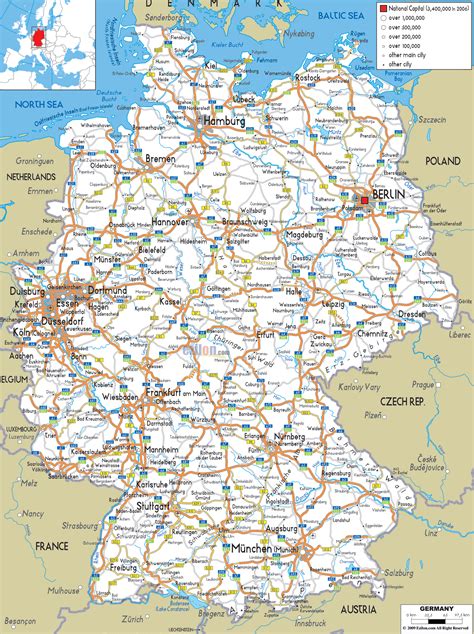 Road Map of Germany - Ezilon Maps