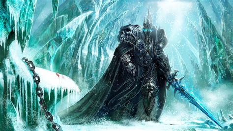 Wallpaper World Of Warcraft Lich King Sword Cold Snow Chain