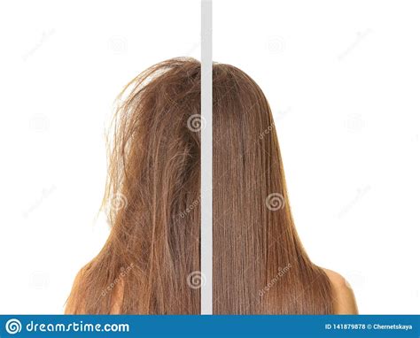 Woman Before And After Hair Treatment Stock Photo Image Of Cure Hair