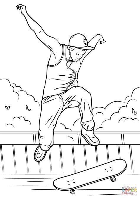 Disegno di Saltò sullo skateboard da colorare Disegni da colorare e