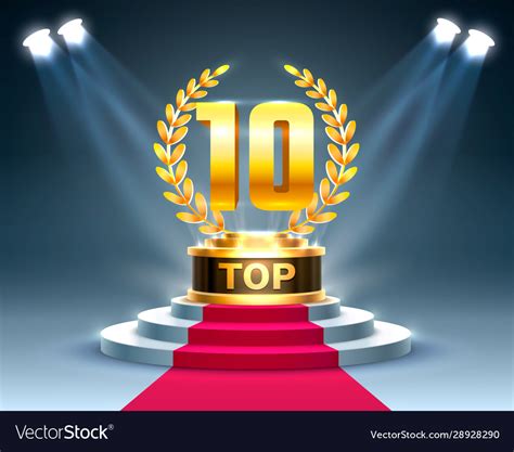 Top 10 Best Podium Award Sign Golden Object Vector Image