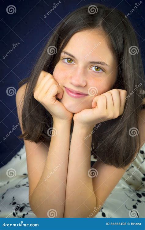 Portrait Of Beautiful Teenage Girl Smiling Stock Photo Image Of Teen