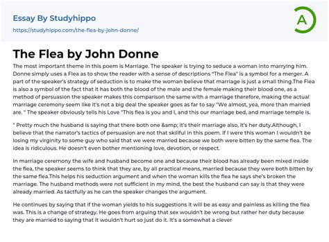 The Flea By John Donne Essay Example