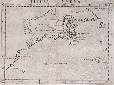Rare One Of The Earliest Maps Of North East America Ruscelli