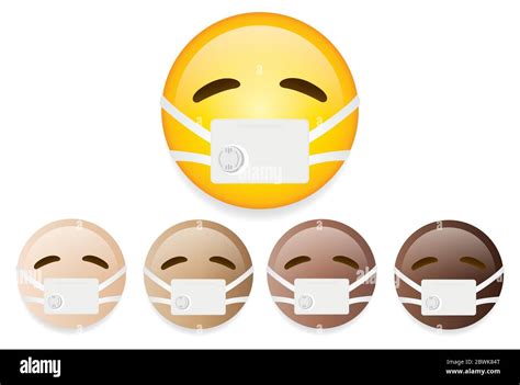 High Quality Emoticons On White Background Emoticon With Medical Mask