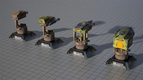 3d Model Turrets Standard Low Poly Vr Ar Low Poly Rigged Cgtrader