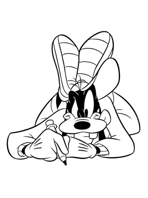 Goofy Lying Down With Pencil Coloring Page Download Print Or Color