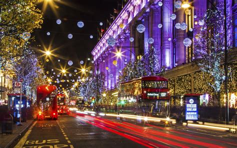 Wallpaper London England City Street Christmas Holiday Lights