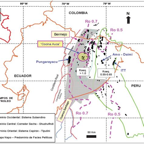 Mapa De Ubicación De La Cuenca Oriente De Ecuador Con Campos Y