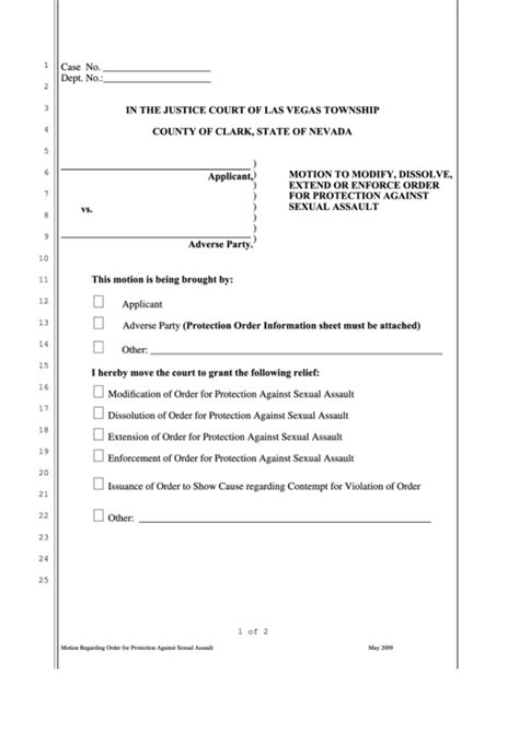 Fillable Motion To Modify Dissolve Extend Or Enforce Order For