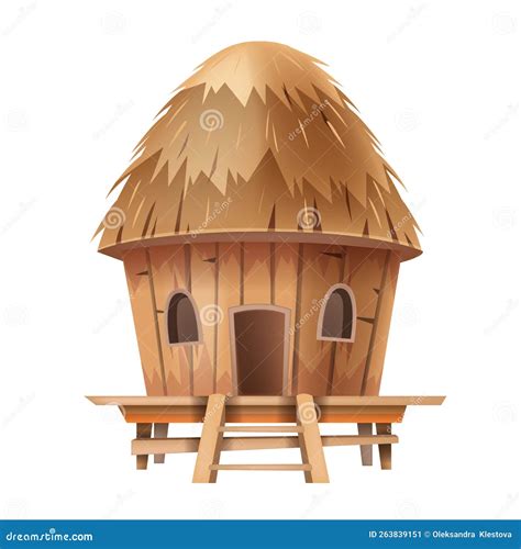 Bungalow Hut Vector African Thatched Nipa House Straw Village Bamboo