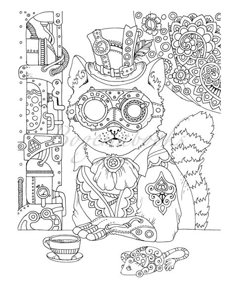 Steampunk Coloring Pages Adult Women Coloring Pages