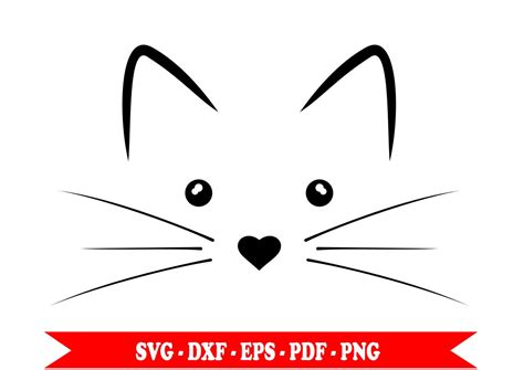 Cat Face Svg Kitten Outline Silhouette Clip Art Svg Digital Format