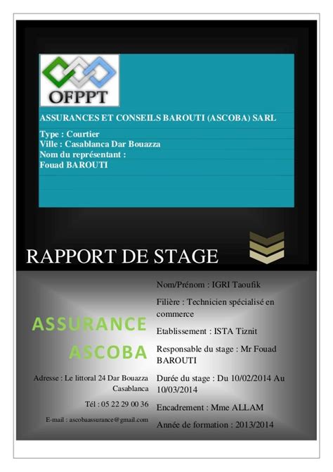 Rapport De Stage Assurance Ascoba