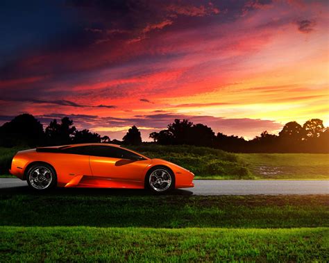 Free Download Orange Supercar At Sunset Wallpaper 1280x1024 Resolution