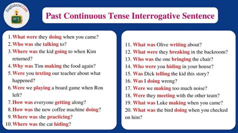 Sentences Example In Past Continuous Tense Englishtivi