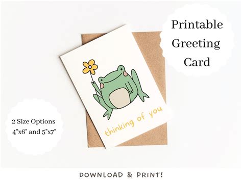 Thinking Of You Frog Card Instant Digital Download Printable Greeting