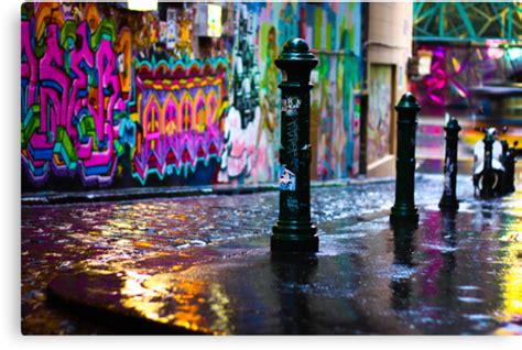 Bollards in a Rainy Graffiti Lane | Canvas Print | Canvas prints, Graffiti, Canvas