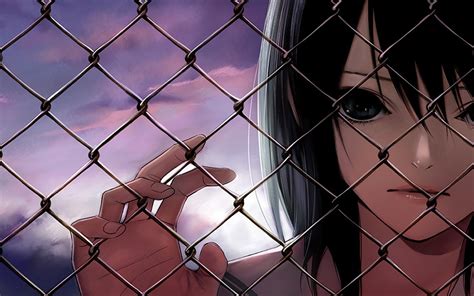 Anime Girl Fence Full Hd Wallpaper