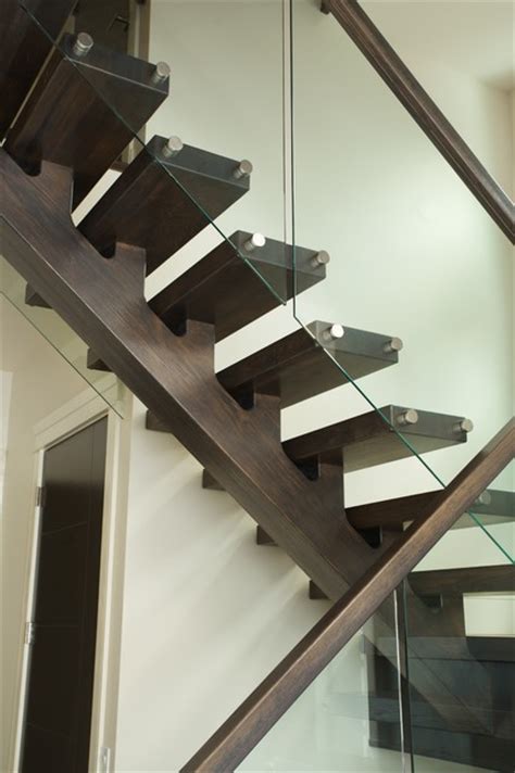 Solid White Oak Mono Stringer Contemporary Staircase Calgary By