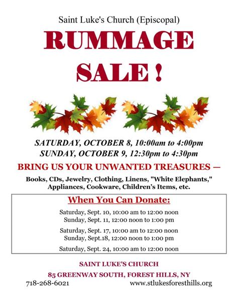 Rummage Sale St Luke S Episcopal Church