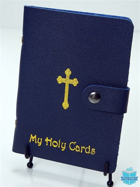 Leatherette Holy Card Holder Blue Holy Cards Leatherette Card Holder