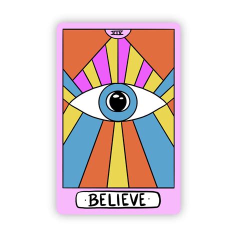 Believe Blue Evil Eye Vibrant Tarot Card Sticker Big Moods