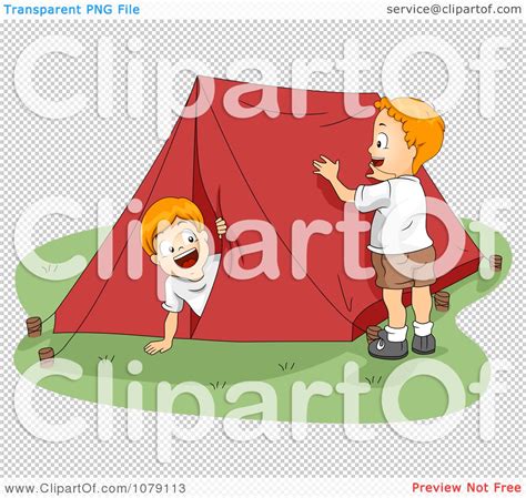 Clipart Summer Camp Boys Setting Up A Tent Royalty Free