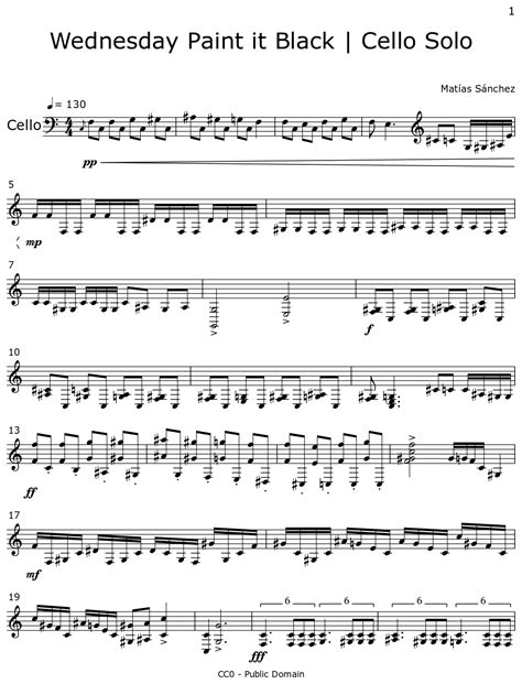 Wednesday Paint It Black Cello Solo Sheet Music For Cello