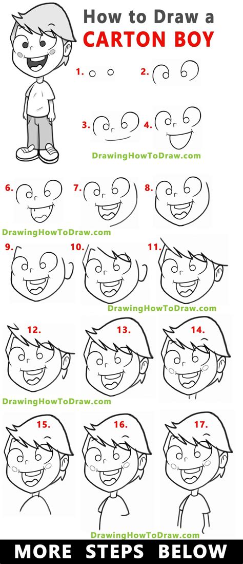 How To Draw A Cartoon Boy Standing With Easy Step By Step Drawing