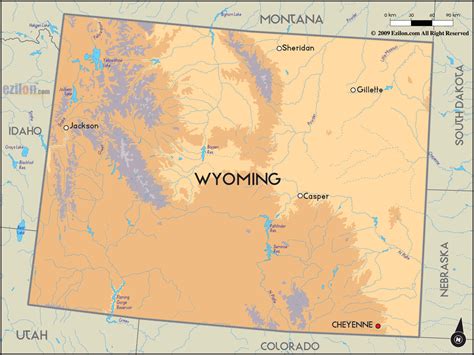 Geographical Map Of Wyoming And Wyomingn Geographical Maps