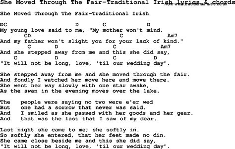 Love Song Lyrics Forshe Moved Through The Fair Traditional Irish With